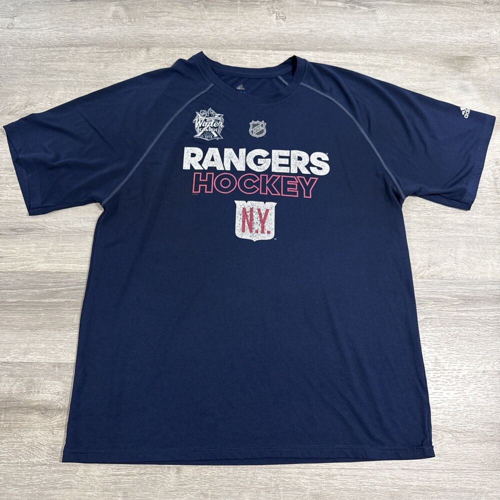 New York Rangers Hockey Shirt Adidas Men’s Blue Medium 2018 Winter Classic Tee